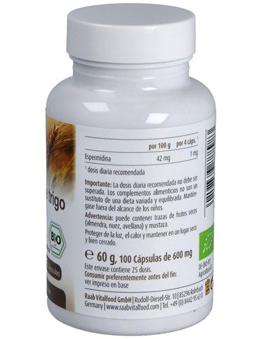 Espermidina Germen De Trigo 600Mg 100Cap Bio Vegan de Raab Vitalfood