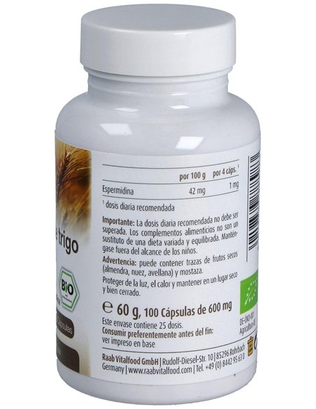 Espermidina Germen De Trigo 600Mg 100Cap Bio Vegan de Raab Vitalfood