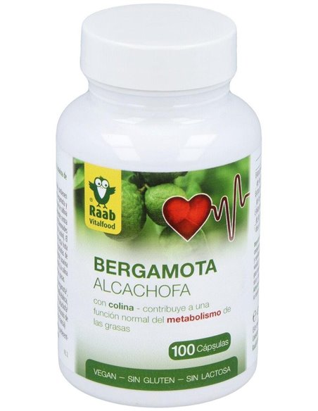 Bergamota y Alcachofa cápsulas 430mg, bote 100ud de Raab Vitalfood