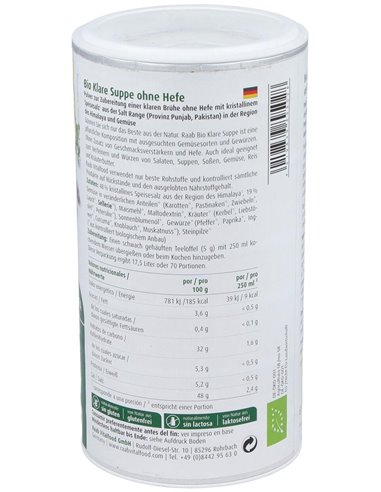 Caldo De Verduras Sin Levadura Bote 350Gr. Bio Sg de Raab Vitalfood