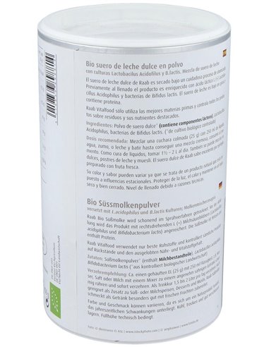 Suero de leche natural, 450gr de Raab Vitalfood
