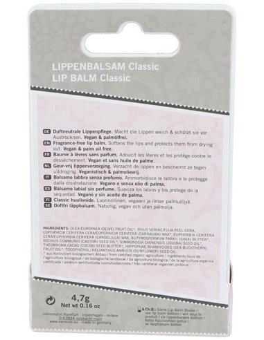 Bálsamo Labial Oliva Karité Jojoba Clasico 4,8g de Benecos