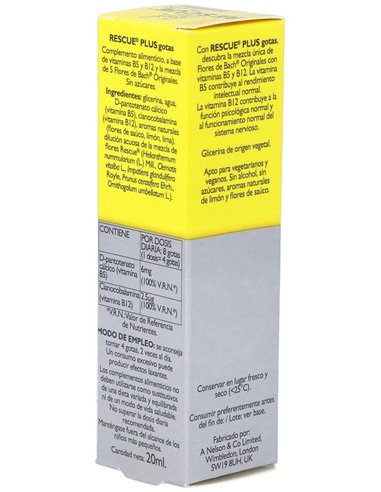 Rescue Plus Gotas Vitaminas 20Ml. Flores Bach de Flores Bach Original