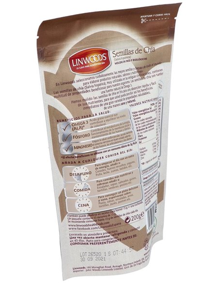 Semillas De Chia  Molidas 200Gr. Bio de Linwoods