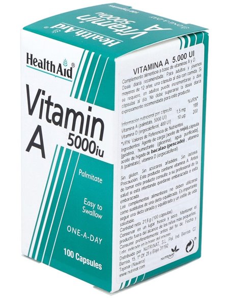 Vit A 5000Ui Con Vit D 400Ui 100Cap. Health Aid de Health Aid