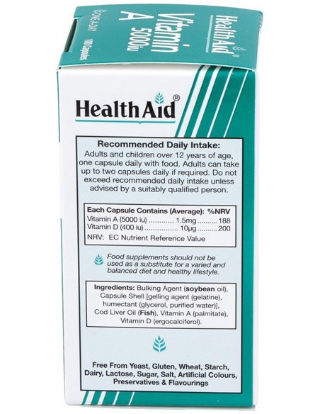 Vit A 5000Ui Con Vit D 400Ui 100Cap. Health Aid de Health Aid