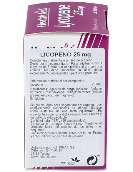 Licopeno 25Mg. 30Comp. Health Aid de Health Aid