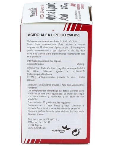 Ácido Alfa Lipoico 250 Mg 60 Vcáps de Health Aid