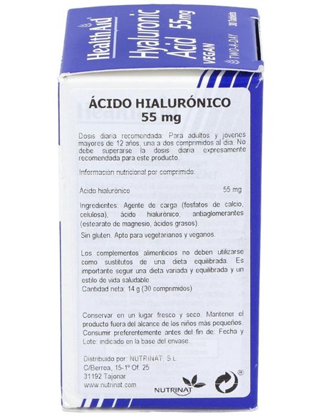 Ácido Hialurónico 55 Mg 30 Comp de Health Aid