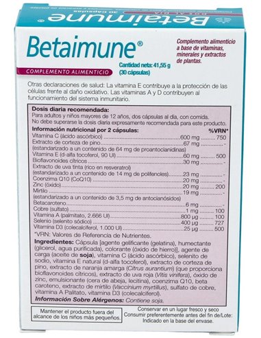Betainmune Antioxidant Fr 30Cap. Health Aid de Health Aid