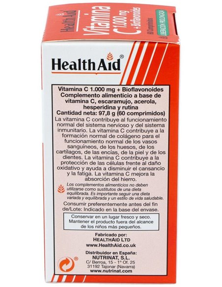 Vitamina C 1.000 Mg + Bioflavonoides 60 Comp de Health Aid