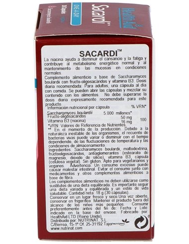 Sacardi 30 Vcáps de Health Aid