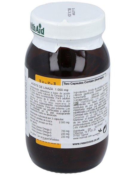 Aceite De Linaza Flaxseed Oil 60Cap. Health Aid de Health Aid