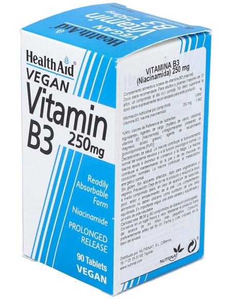 Vitamina B3 (Niacinamida) 250 Mg 90 Comp de Health Aid
