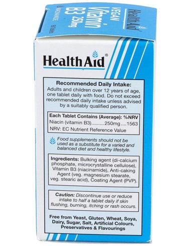 Vitamina B3 (Niacinamida) 250 Mg 90 Comp de Health Aid
