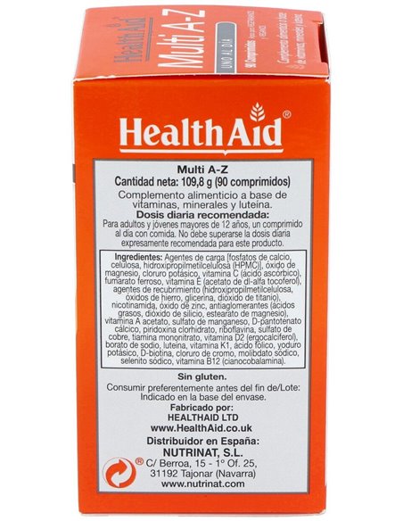 Multivit & Minerals A To Z 90Comp. Health Aid de Health Aid