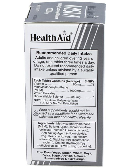 Msm (Metilsulfonilmetano) 1.000 Mg 90 Comp de Health Aid