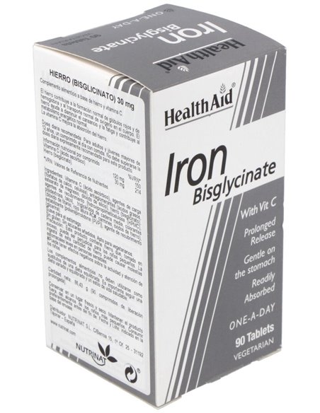 Hierro Bisglycinate Iron+Vit.C 90Comp. Health Aid de Health Aid