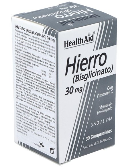 Hierro Bisglycinate Iron+Vit.C 30Comp Health Aid de Health Aid