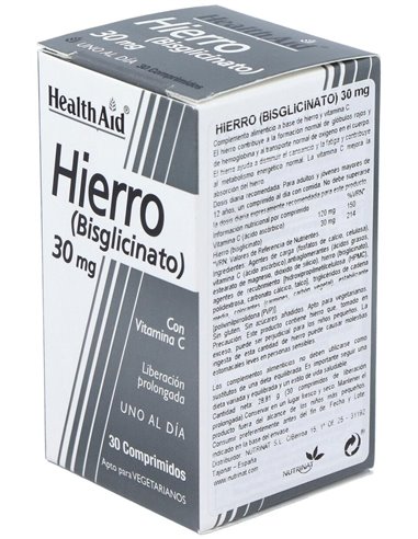 Hierro Bisglycinate Iron+Vit.C 30Comp Health Aid de Health Aid