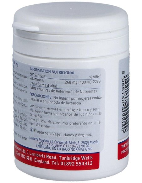 Vitamina E Natural 400 UI de Lamberts