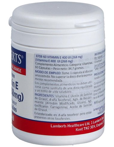 Vitamina E Natural 400 UI de Lamberts