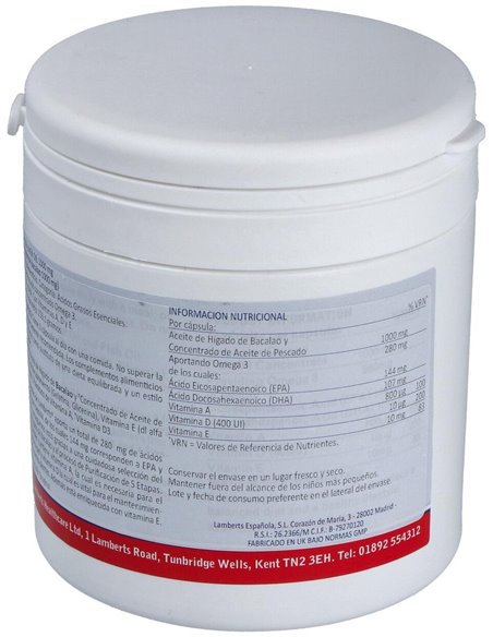 Aceite de Hígado de Bacalao con Vit A, D y E 180 Caps. de Lamberts