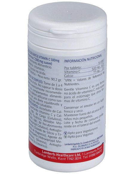 Gentle Vitamina C 500 mg (Forma suave, no ácida) de Lamberts