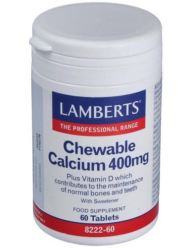 Calcio Masticable 400 mg (Con Vitamina D3 y FOS) de Lamberts