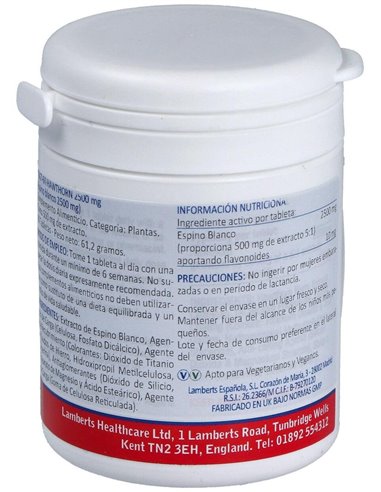 Espino Blanco 2500 mg (Flavonoides 10 mg) 60 Tabs. de Lamberts
