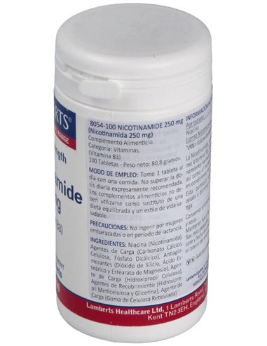 Nicotinamida 250 mg (Vitamina B3) de Lamberts