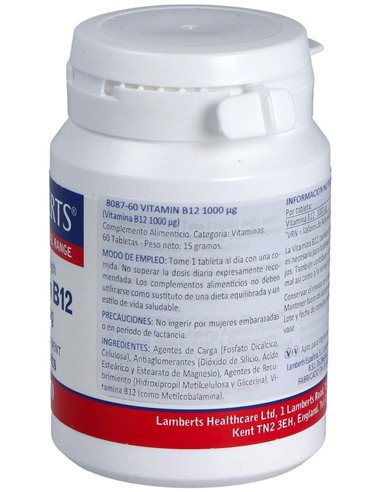 Vitamina B12 1000 µg 60 Tabs. de Lamberts
