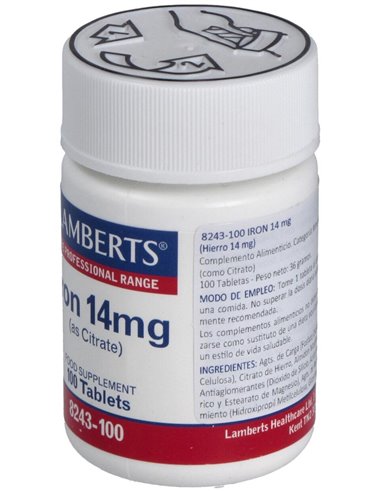 Hierro 14 mg (Como citrato) 100 Tabs. de Lamberts