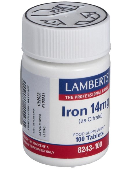 Hierro 14 mg (Como citrato) 100 Tabs. de Lamberts