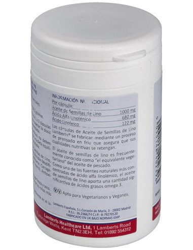 Aceite de semillas de Lino 1000 mg 90 Caps. de Lamberts