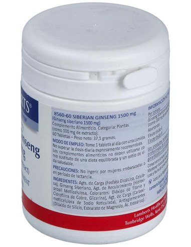 Ginseng Siberiano 1500 mg 60 Tabs. de Lamberts