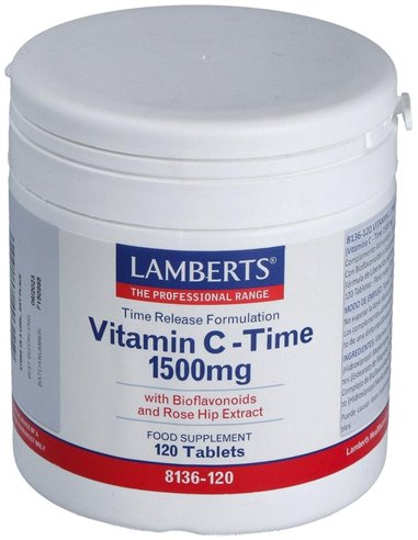 Vitamina C 1500 mg + Bioflavonoides Time Release 120 Tabs. de Lamberts