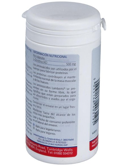 L-Ornitina HCl 500 mg de Lamberts