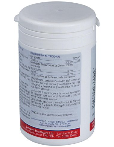 Rutina y Vitamina C 500 mg con Bioflavonoides 90 Tabs. de Lamberts