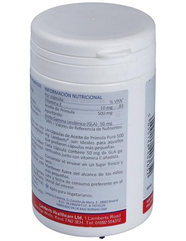 Aceite de Prímula 500 mg 180 Caps. de Lamberts