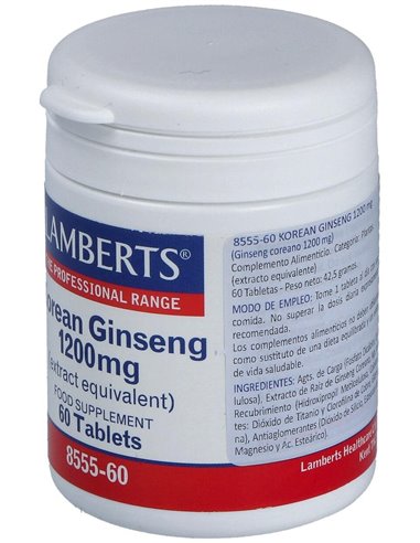 Ginseng Coreano 1200 mg 60 Tabs. de Lamberts