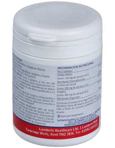 Veintain® (Ginkgo+Canela+Jengibre) de Lamberts