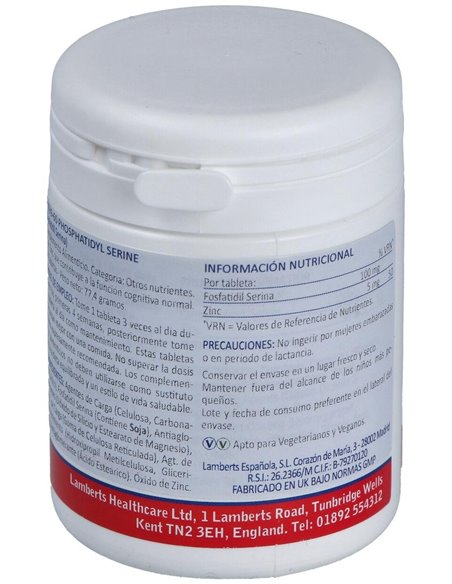 Fosfatidil Serina 100 mg con Zinc 5 mg de Lamberts