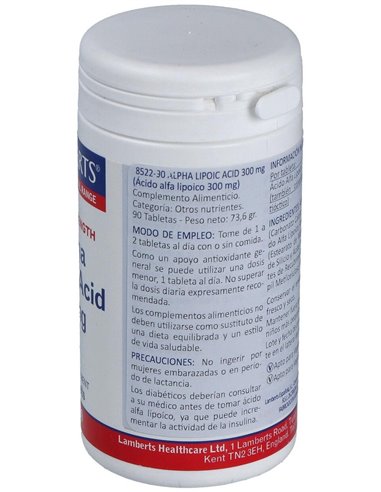 Ácido Alfa Lipoico 300 mg 90 Tabs. de Lamberts