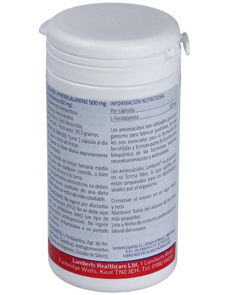 L-Fenilalanina 500 mg 60 Caps. de Lamberts