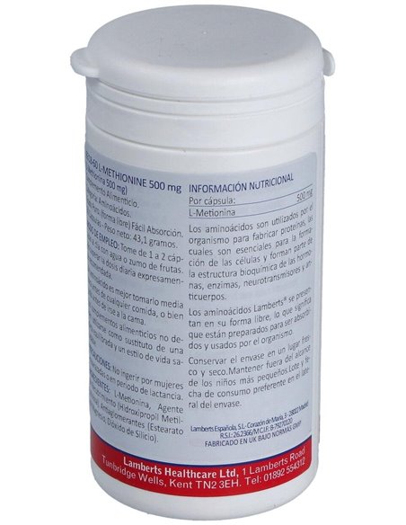 L-Metionina 500 mg 60 Caps. de Lamberts