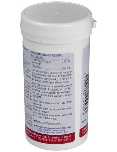 L-Carnitina 500 mg 60 Caps. de Lamberts