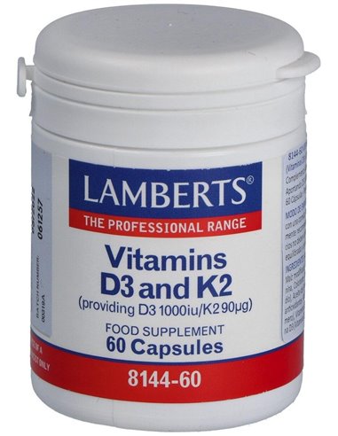 Vitamina D3 (1000 UI) + K2 (como MK-7) (90 µg) 60 Caps. de Lamberts