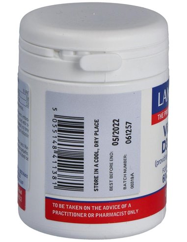 Vitamina D3 (1000 UI) + K2 (como MK-7) (90 µg) 60 Caps. de Lamberts