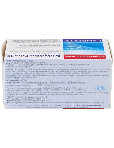 Acidophilus Extra 10 (10000 millones por cápsula) de Lamberts